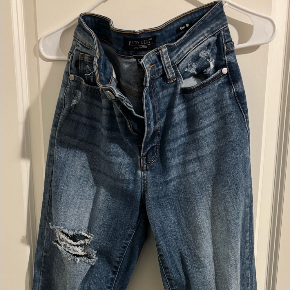 Judy Blue Women's Distressed Blue Jeans